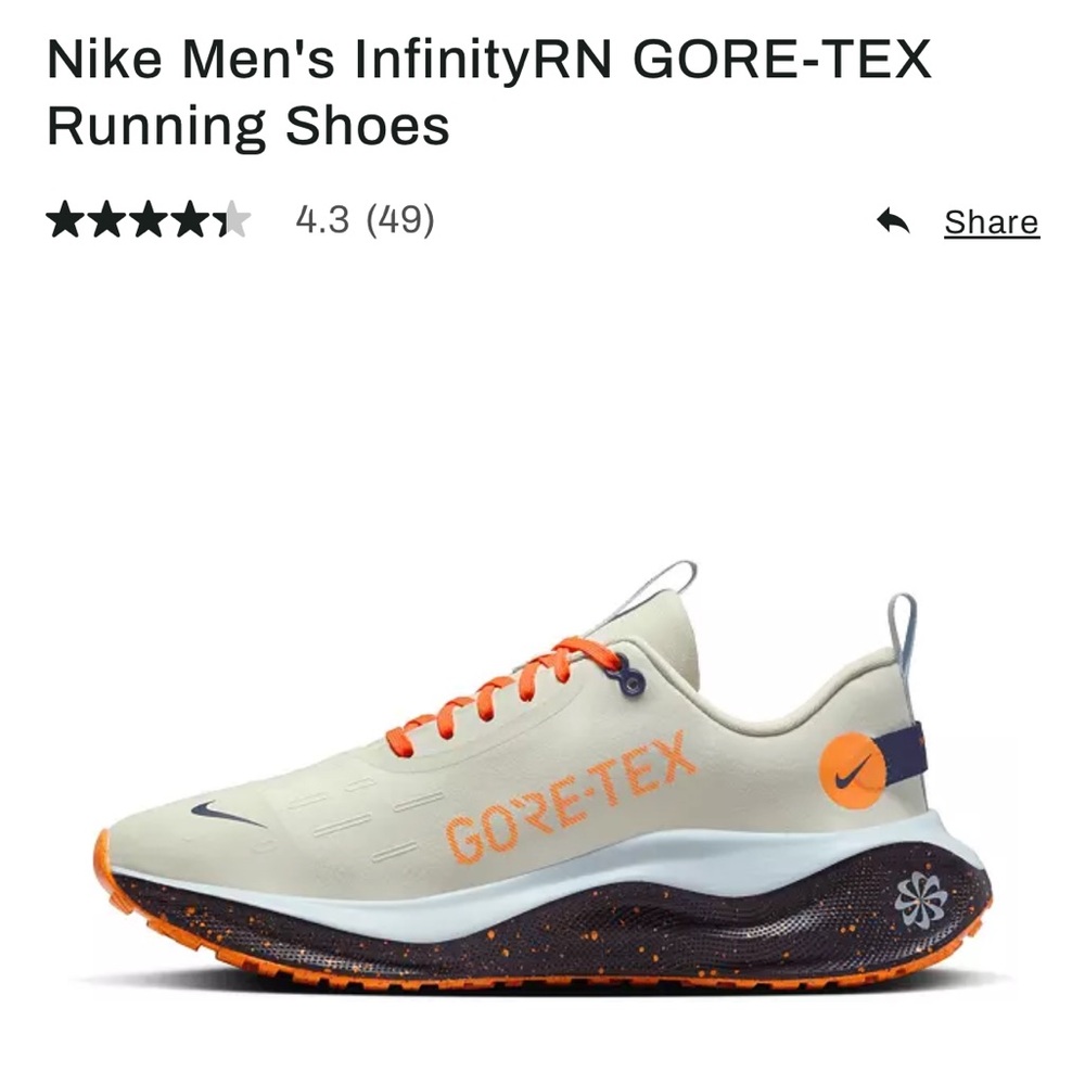 Nike Men’s Infinity Run 04 Goretex - Size 11 Barely Used